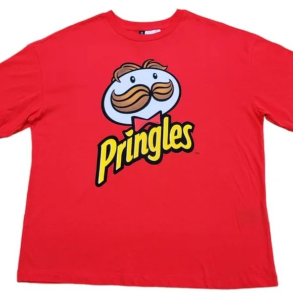 Men Pringles Gildan Graphic Red Cotton T Shirt L - Picture 1 of 7